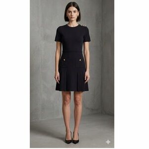 ZARA‎ Navy Knit Gold Button Dress Women’s US S